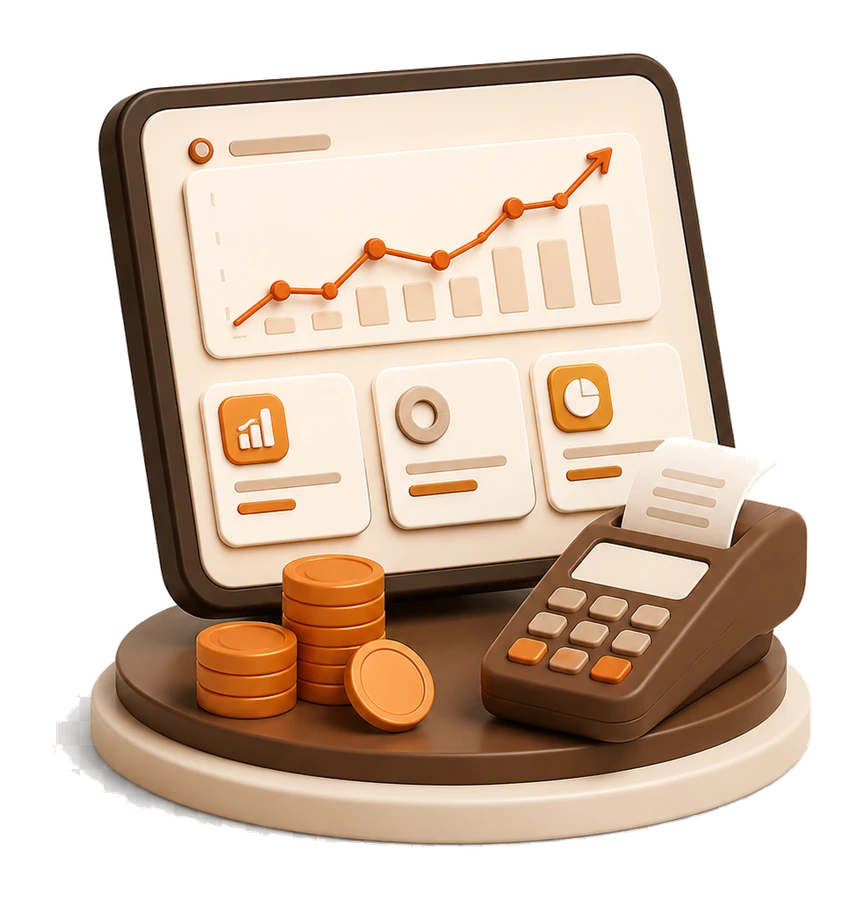 Mini-ilustração de painel financeiro claro com gráfico